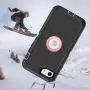 MXX iPhone SE 2020 Heavy Duty Protective Case with Screen Protector [3 Layers] Rugged Rubber Shockproof Protection Cover & Rotating 360 Degree Belt Clip for Apple iPhone SE 2020 (Black/Light Pink)