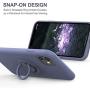 KUMEEK for iPhone 11 Case Fingerprint | Kickstand | Anti-Scratch | Microfiber Liner Shock Absorption Gel Rubber Full Body Protection Liquid Silicone Case for iPhone 11- Lavender Grey