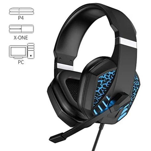 7100 Surround Gaming Headset Suitable for PS4 Xbox One Handle and Host Computer，PC、 Mac， be provided with Noise Reduction Microphone 、 with LED Color Light for Game Competition