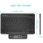 Arteck HB030B Universal Slim Portable Wireless Bluetooth 3.0 7-Colors Backlit Keyboard with Built in Rechargeable Battery, Black