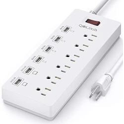 Power Strip with USB Ports,QOLIXM Surge Protector with 6 USB Charging Ports and 6 Outlets，1625W/13A,6 Feet Long Extension Cord for Multiple Devices Smartphone Tablet Laptop Computer