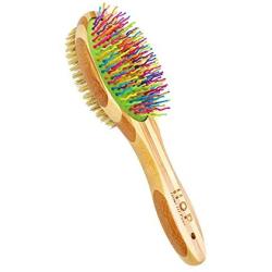 HOP Home of Paws Dog Brush for Grooming & Massaging Dogs, Cats & Other Animals – Fur Detangling Pins & Coat Smoothing Slicker Bristles, Natural Bamboo