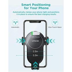 LETSCOM Wireless Car Charger,15W Qi Fast Charging Car Mount Charger Auto-Clamping Smart Positioning Air Vent Phone Holder Compatible with iPhone11/11Pro/11Pro Max/XS/XR/X/8/8+,SamsungS10/S10+/S9/S8