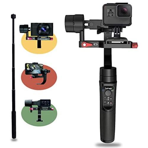 Hohem iSteady Multi Gimbal for Gopro Hero 7/6/5 iPhone/Smartphone Sony DSC Digital Camera,600° Pan Rotation 80-400g Payload,with Tripod,Carry Bag and Extension Rod