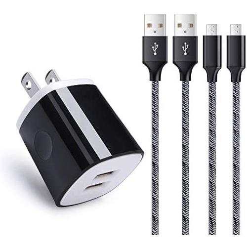 Android Charger Micro USB Cord, Wall Charger Block Fast Charge Android Phone Cable Compatible for Samsung Galaxy S7 S6 S5 J7 J8 J6 J5 J4 J3 J2 J1,LG K40 K30 K50 K20 K10 G3,Moto E4 E5 E6 G4 G5 G6 Play