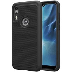 Dahkoiz Case for Motorola Moto E 2020 Case, Sturdy Durable Armor Defender Cover Dual Layer Hybrid Protective Phone Case for Motorola Moto E 2020, Black