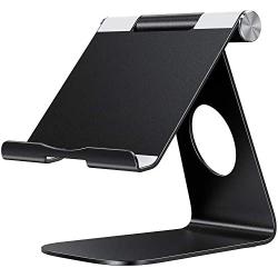 OMOTON Adjustable Tablet Stand iPad Stand Compatible with iPad 10.2 2019, New iPad Pro 11/12.9 inch 2020, iPad 9.7 2018, iPad Mini, iPad Air, Nintendo Switch, and All Cellphones Smart Phones, Black