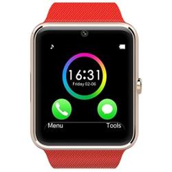 New One Bluetooth Phone Smart Watch Wrist Phone with NFC Cell Phone Watch Phone Mate for Android (Full Functions) Samsung S3/s4/s5/note 2/note 3/note 4 HTC Sony Lg and Iphone 5/5c/5s/6/6 Plus (Partial Functions) (Red)