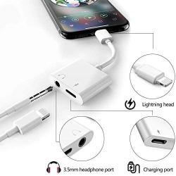 [Apple MFi Certified] Headphone Jack Aux Adapter Dongle for iPhone 11 Pro/Xs Max/XR/ 8/X (10) / 7/7 Plus 2 in 1 Earphone Charger AUX Audio Connector Music Splitt Support All iOS System