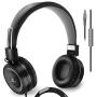 Sonitum On Ear Headphones with Microphone, Wired Head Phones with Volume Control for Computer Ipad Cellphone, Kids Headphones for School, Foldable/Adjustable fit Tangle Free 1.5m Cord, 3.5mm Jack