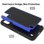 Dahkoiz Galaxy A01 Case with Tempered Glass Screen Protector [2 Pack], Armor Defender Cover Samsung Galaxy A01 Cases Dual Layer Hybrid Protective Phone Case for Samsung Galaxy A01, Blue