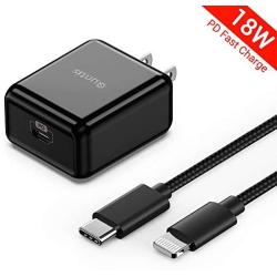 iPhone Fast Charger MFi Certified- Quntis 18W iPhone Chargers with 6FT Nylon Braided USB-C to Lightning Cable for iPhone 11 Pro Xs Max XR X 8 Plus iPad Pro SE 2020 [7 6 Plus 5S ], Black