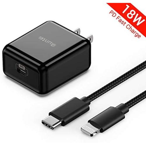 iPhone Fast Charger MFi Certified- Quntis 18W iPhone Chargers with 6FT Nylon Braided USB-C to Lightning Cable for iPhone 11 Pro Xs Max XR X 8 Plus iPad Pro SE 2020 [7 6 Plus 5S ], Black