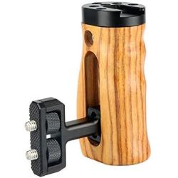 NICEYRIG Universal Side Wooden Handle Handgrip with Cold Shoe for DSLR Camera Cage