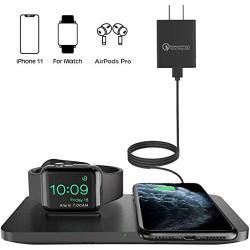 Wireless Charger [with QC 3.0 Adapter], Seneo 2 in 1 Wireless Charging Pad with iWatch Stand for iWatch 5/4/3, 7.5W for iPhone 11/Pro Max/XR/XS Max/XS/X/8/8P/Airpods Pro (No Magnetic Charging Cable)