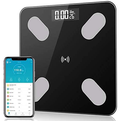 Digital Body Weight Bathroom Scale, Jiguoor Smart Body Fat Scale Bluetooth Digital Weight Wireless Scale High Precision Scale App for Body Weight Body Fat 400lbs