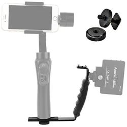 PERGEAR Mini Dual Grip for Zhiyun Smooth Q2 Crane 2 with Two Cold Shoes and 1/4" Screw for Zhiyun Crane 2 Crane Plus Crane M and Other Handheld Gimbal Which Has 1/4 Screw