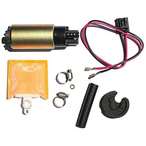 MUCO New High Performance Electric Intank Fuel Pump w/With Strainer/Filter + Rubber Gasket/Hose + Stainless Steel Clamps + Universal Connector Wiring Harness E8213