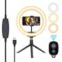 Ring Light with Stand, GPED 10.2" Dimmable LED Desk Makeup Beauty RingLight with Phone Holder for iPhone/Android/YouTube Video/Live Stream/Photography, 3 Light Modes & 10 Brightness Level