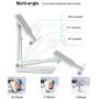 JIMO Adjustable Cell Phone Stand, Foldable Tablet Stand Portable Phone Holder for Desk Compatible with iPhone 11 Pro XS Max XR X Samsung Galaxy S10 S9&Tablets,White