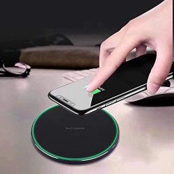 Wireless Charger Black Fast Ultra Slim 10W Wireless Charging Station Qi-Certified，Universal Wireless Charging Station Pad Compatible for Smart Phones and Other QI Devices(No AC Adapter，1 Pack)