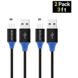 Micro USB Cable 3ft, HOTNOW [2-Pack, 3FT] Android Charger Cable Data sync and Fast Charging Nylon Braided Cord for Samsung Galaxy S6 S7, HTC, LG, Sony, PS4, MP3, Tablet and More Micro Devices