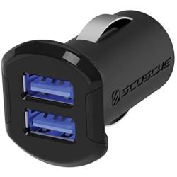 SCOSCHE USBC242M Revolt Universal Multi Device Compact Dual Port USB Car Charger, Black