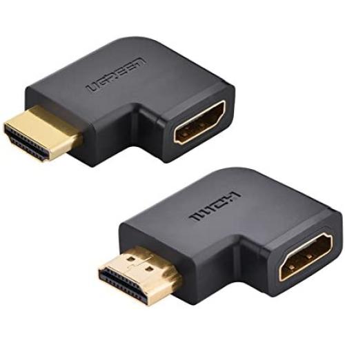 UGREEN 2 Pack HDMI Adapter 90 and 270 Degree Right Angle HDMI Male to Female Adapter Support 3D 4K 1080P HDMI Extender for TV Stick, Roku stick, Chromecast, Nintendo Switch, Xbox, PS4, PS3, Laptop, PC