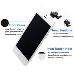 for iPhone 5 Screen Replacement White, 4.0" LCD Display Touch Full Assembly with Home Button, Proximity Sensor, Ear Speaker, Front Camera, Screen Protector, Repair Tools for A1428, A1429, A1442