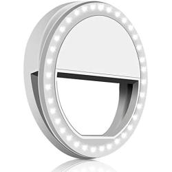 Whellen Selfie Ring Light with 36 LED for Phone/Tablet/iPad Camera [UL Certified] Portable Clip-on Fill Round Shape Light-White