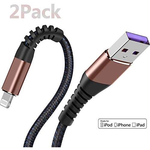 Apple MFi Certified (2pack) iPhone Charger 6ft, Lightning Cable Extra Long 6 Foot Charger Cable, Fast iPhone USB Cord for iPhone 11/11Pro/11Max/ X/XS/XR/XS Max/8/7/6/5S/SE/iPad Mini Air/Brown…