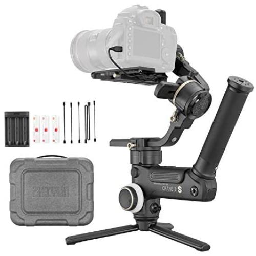 Zhiyun Crane 3S 3-Axis Handheld Gimbal Stabilizer for DSLR Cameras and Camcorder, 6.5kg Payload, Extendable Roll Axis, DC-in, 3S-E Package with Easysling Handle