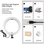 Selfie Ring Light with Tripod Stand with Phone Holder for, Live Stream,Self-Portrait Shooting (Black,1 X Fill Light+ 1 X Mobile Phone Clip + 1 X Remote Control +1 X Tripod, 10.2in)