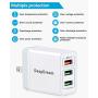 USB Wall Charger, 30W Fast USB Wall Plug 2Pack 3-Port USB Charger DeepDream Charger Block with QC 3.0, Foldable Plug Adapter for iPhone 11/ Pro/MAX/X/XS/XR/XS Max/8/7/6/Plus, iPad, Samsung and More