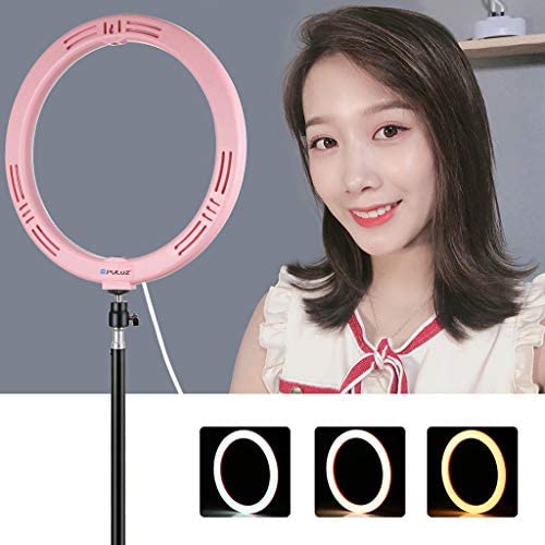 Selfie Ring Light with Tripod Stand with Phone Holder for, Live Stream,Self-Portrait Shooting (Pink,1 X Fill Light +1 X Mobile Phone Clip, 11.8in)