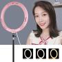 Selfie Ring Light with Tripod Stand with Phone Holder for, Live Stream,Self-Portrait Shooting (Pink,1 X Fill Light +1 X Mobile Phone Clip, 11.8in)
