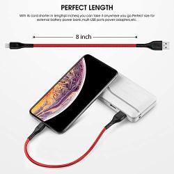 Short 1Ft iPhone Charging Cable, 3 Pack 1 Feet Lightning Cable Certified Nylon Braided Fast Charger Cord Compatible with iPhone XR X 8 7 6S 6 Plus iPad 2 3 4 Mini, iPad Pro Air, iPod (Red)