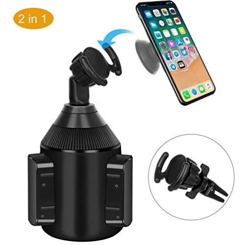 Pop Clip Cup Holder Phone Mount and Air Vent Pop Out Stand Car Mount 2 in 1 for Pop Users - 360° Rotation Compatible with iPhone Xs/Max/X/XR, Samsung S10/note 9 and Any Smartphones by DALUZ