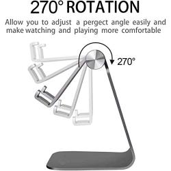 ORIbox Adjustable Cell Phone Stand, 2020 Aluminum Desktop Cellphone Stand with Anti-Slip Base and Convenient Charging Port, Fits All Smart Phones