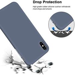 iPhone Xs Max Case, Anuck Soft Silicone Gel Rubber Bumper Case Anti-Scratch Microfiber Lining Hard Shell Shockproof Full-Body Protective Case Cover for Apple iPhone Xs Max 6.5" 2018 - Blue Gray