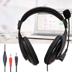 ZHINAN Computer Headset Super Bass Cell Phone Call Center Wired Public Speach 3.5mm B Gaming Accessory Online Class Omnidirectional Microphone Breathable rmuf Home Office 40mm Driver