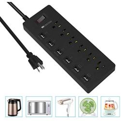 Power Strip, HITRENDS Surge Protector with 6 AC Outlets & 6 USB Charging Ports, 6 Feet Heavy Duty Extension Cord, 1625W/13A Multiplug for Home Office & Multiple USB Devices - Black