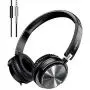 Vogek On Ear Headphones with Mic, Stereo Bass Fold-Flat Headset, Wired Portable Earphones with Microphone, Adjustable Headband and 1.5M Tangle Free Cord for Kids Students Teens Adults, Grey