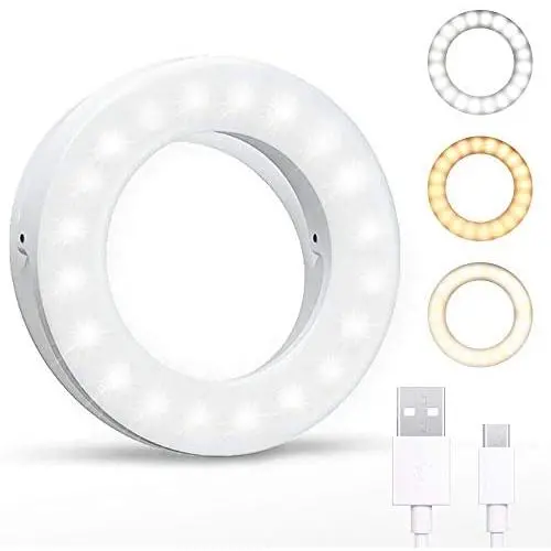 Selfie Ring Light 3 Light Modes, Clip On Phone Camera Selfie LED Fill Light Rechargeable, Adjustable Brightness Selfie Circle Light Compatible for iPhone, iPad, Android, Tablet, Laptop Selfie Ring Light 3 Light Modes, Clip On Phone Camera Selfie LED Fill Light Rechargeable, Adjustable Brightness Selfie Circle Light Compatible for iPhone, iPad, Android, Tablet, Laptop