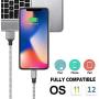 Maitron iPhone Charger, 3PACK 6FT Nylon Braided Lightning Cable Fast Charging High Speed Data Sync Cord Compatible with iPhoneX 8 8Plus 7 7Plus 6s 6sPlus 6 6Plus 5 5s 5c SE iPad iPod and More,White