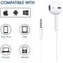 MOPIDICK 3.5mm in-Ear Wired Noise Cancellation Earbuds/Earphones/Headphones with Remote & Micphone Compatible with iPhone 6s plus/6/5s/5c/Pad/S10 Android All 3.5 mm Audio Devices (2 Pack)-white-01