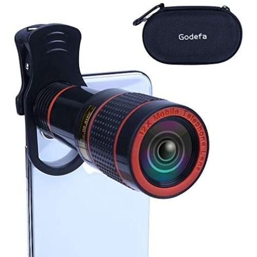 Godefa 12X Zoom Telephoto Cell Phone Camera Lens Universal Clip On Lens Kit for iPhone X/8/7/6S/6 Plus/5/4,Samsung, Android and Other Phones Godefa 12X Zoom Telephoto Cell Phone Camera Lens Universal Clip On Lens Kit for iPhone X/8/7/6S/6 Plus/5/4,Samsung, Android and Other Phones