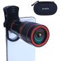 Godefa 12X Zoom Telephoto Cell Phone Camera Lens Universal Clip On Lens Kit for iPhone X/8/7/6S/6 Plus/5/4,Samsung, Android and Other Phones Godefa 12X Zoom Telephoto Cell Phone Camera Lens Universal Clip On Lens Kit for iPhone X/8/7/6S/6 Plus/5/4,Samsung, Android and Other Phones