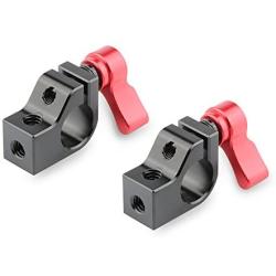 CAMVATE 15mm Single Rod Clamp with Two 1/4"-20 Screw Hole for Camera DSLR Rail System(Red, 2 Pieses)