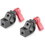 CAMVATE 15mm Single Rod Clamp with Two 1/4"-20 Screw Hole for Camera DSLR Rail System(Red, 2 Pieses)